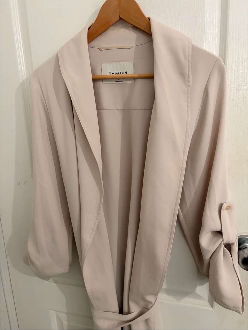 Babaton Light Cream Draped Open-Front Blazer
